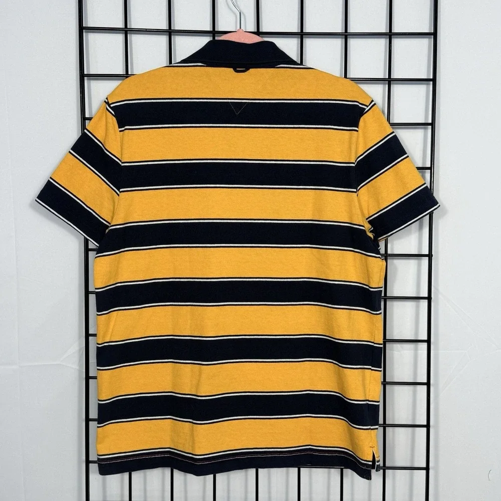 Tommy Hilfiger Denim Rugby Polo Shirt Mens M Medium Yellow Blue Casual‎ Summer
